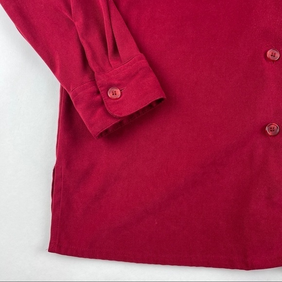 Real Comfort Button Up Shirt Womens Red Long Sleeve - Picture 6 of 8